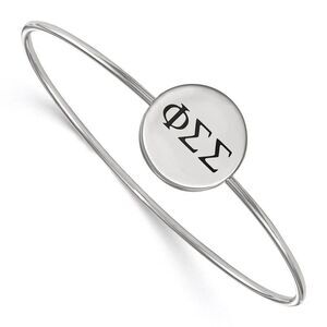 Sterling Silver Phi Sigma Sigma Enamel Greek Letters Bangle - 7 in.